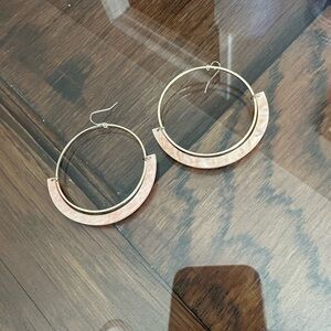 Gold and Tan Hoop Earrings